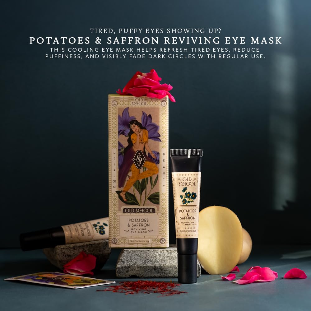 Old School Rituals Potatoes & Saffron Reviving Eye Mask | Under-Eye Cream for Dark Circles & Puffiness | Reduces Wrinkles & Fine Lines | Hydrating & Refreshing Under-Eye Cream for Dark Circles | 15g — Amazon image 2