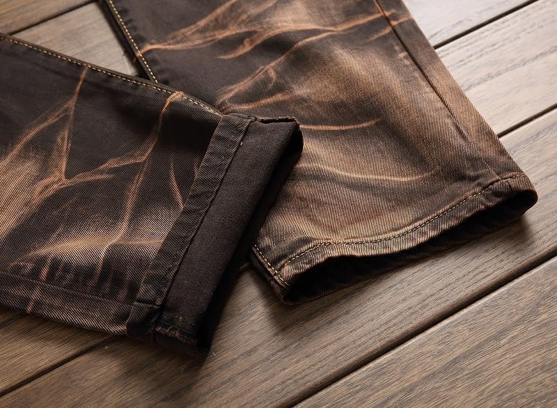 Men Vintage Ripped Skinny Jeans Biker Moto Straight Fit Jeans Fashion Hip Hop Washed Denim Jeans Pants Trousers