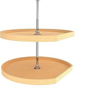 Rev-A-Shelf Wood D-Shape 2-Shelf Lazy Susans for Corner Base Cabinets, Standard, Natural Maple