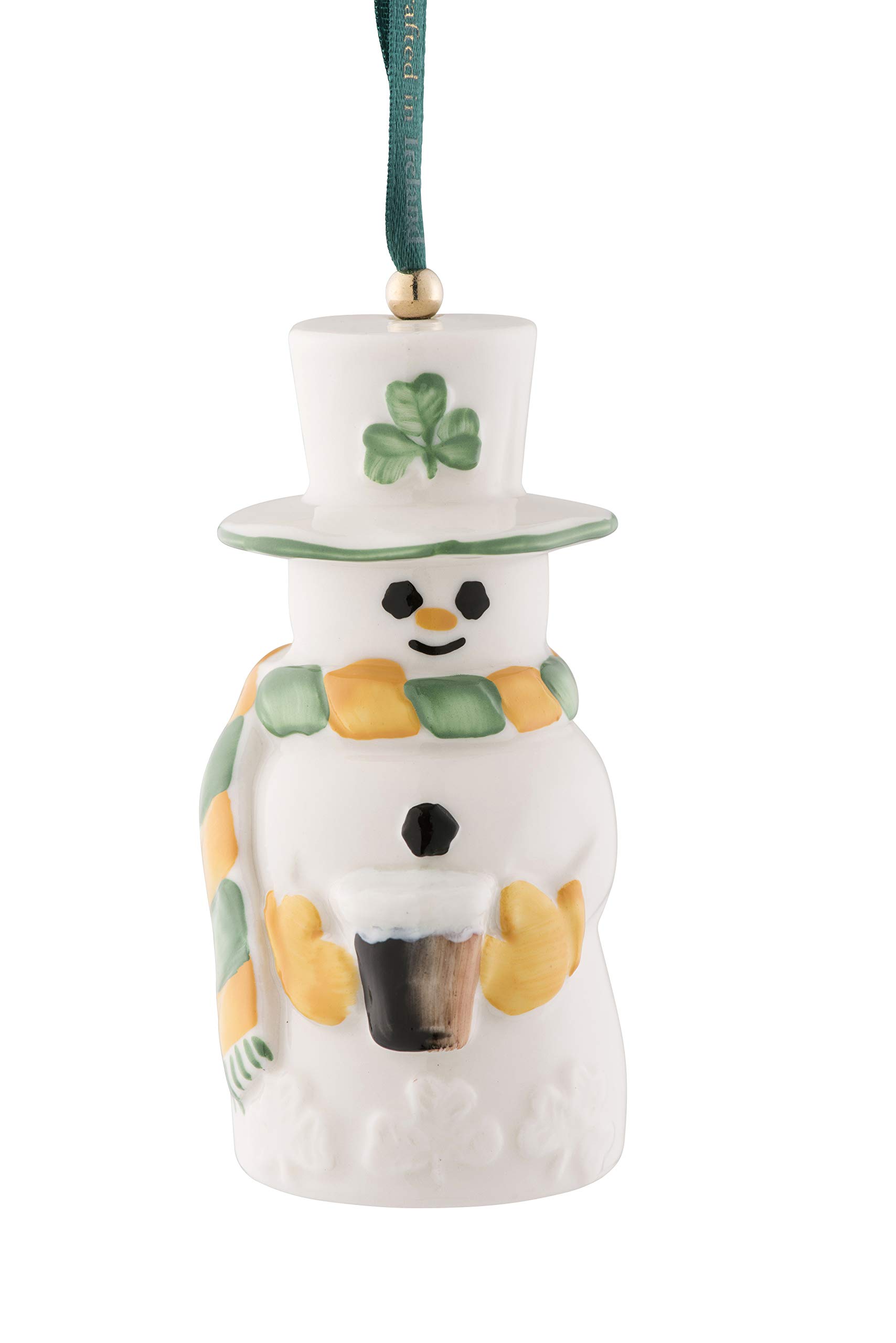 BelleekClassic Paddy Snowman Christmas Bell Ornament - Handmade 3x1.7 Porcelain Hanging Home & Office Country Decor