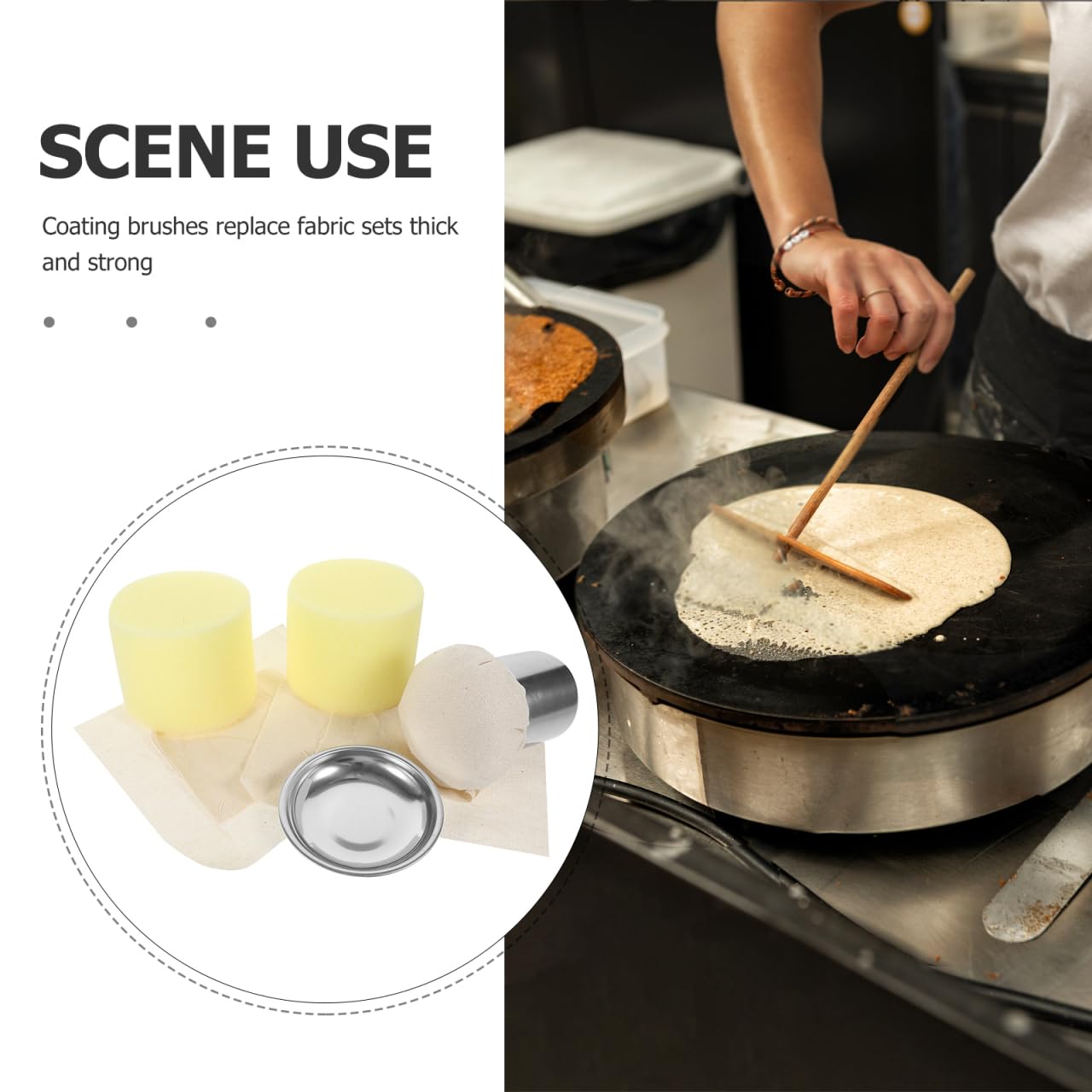 PRETYZOOM Brosse À Huile Pour Crêpes Avec Plateau Pratique Outil De Cuisine Multifonctionnel Pour Badigeonner Et Répartir L’Huile Uniformément