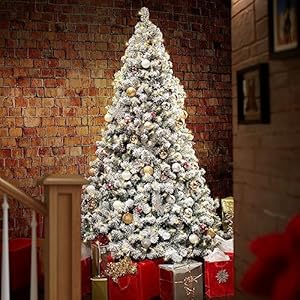 Casafield6ftprelitrealisticsnowflockedpineartificialholidaychristmastreewithsturdymetalstand Urban Country Home Decor Casafield 6ft pre lit realistic snow flocked pine artificial holiday christmas tree with sturdy metal stand urban country home decor