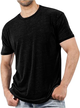Short Sleeve T Shirt for Men Solid Color Crew Neck Tshirts Casual AAthletic Workout Tops Summer Loose Business Tees