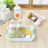 Vista 4 de Lawei Paquete de 8 canastas grandes de plástico con asa – 15 x 10 x 3 pulgadas, cesta organizadora de despensa, cesta de almacenamiento de papel