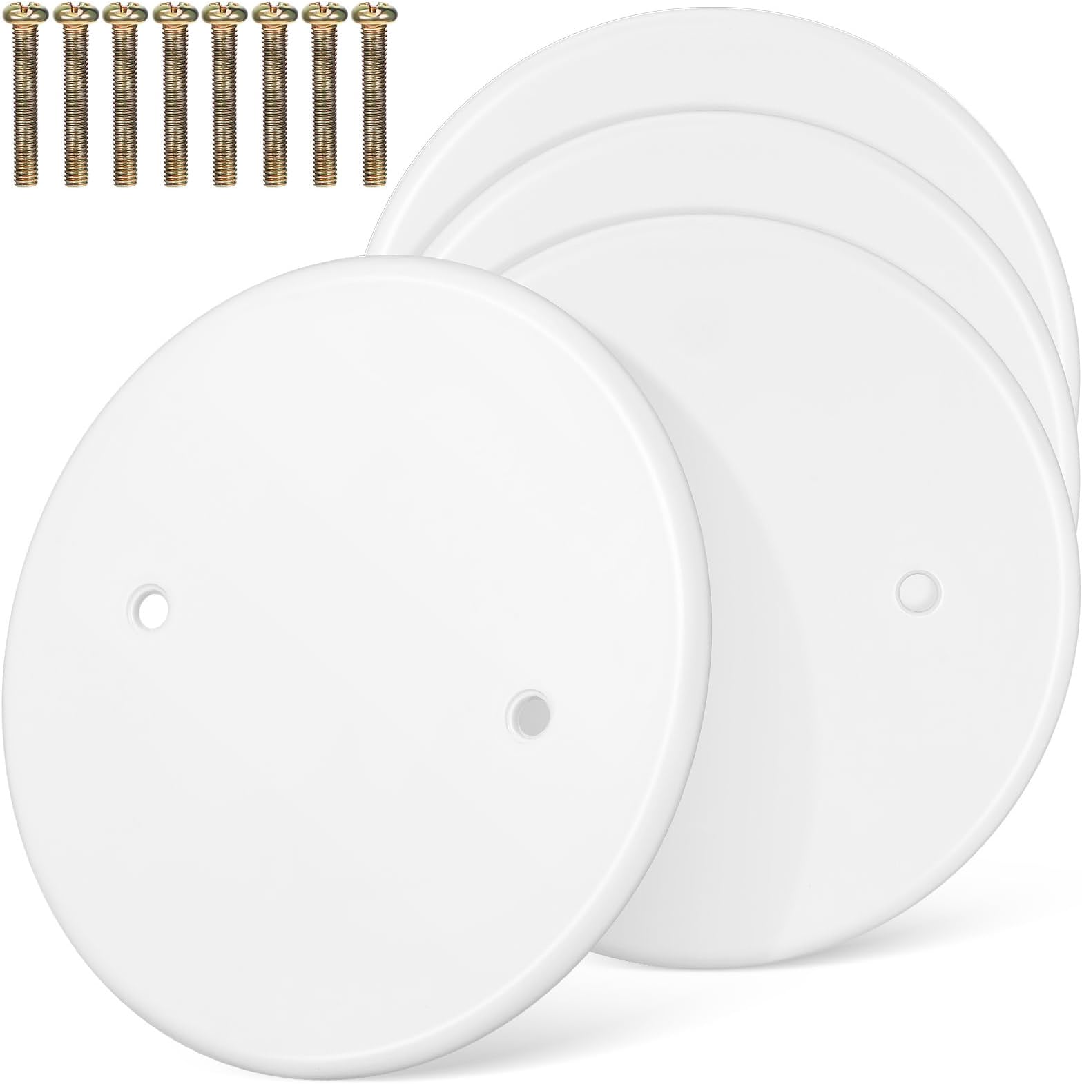 Gadpiparty Round Ceiling Hole Cover Plate 4 Pack Plastic Electrical Blank Wall Plates for Ceiling and Junction Box Caps Flat Circular Covers for Home and Office Decor