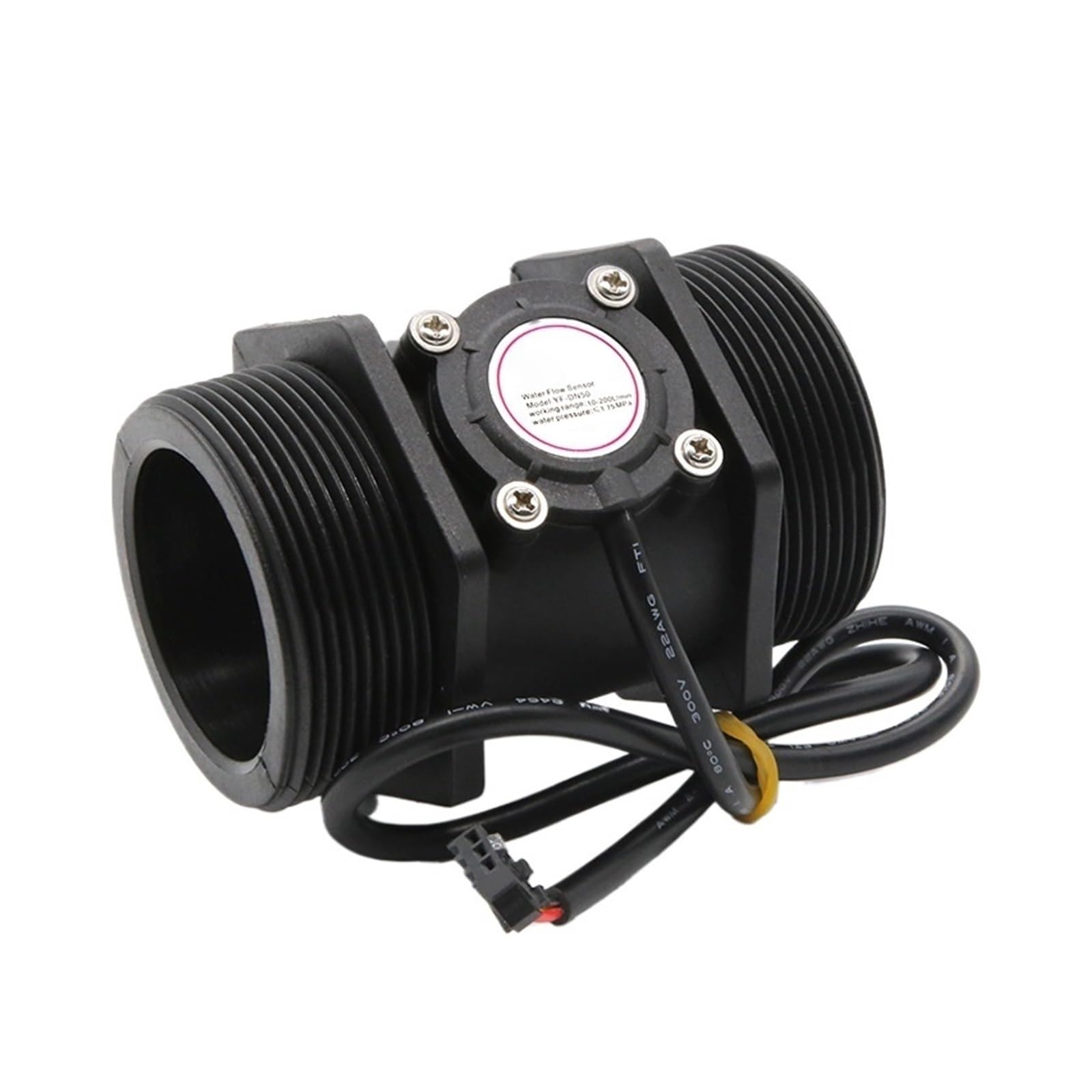 Sensor de flujo de agua, Medidor de caudal con pantalla digital YF-DN50, 10-200 l/min, sensor de caudal de agua de alta precisión, color negro