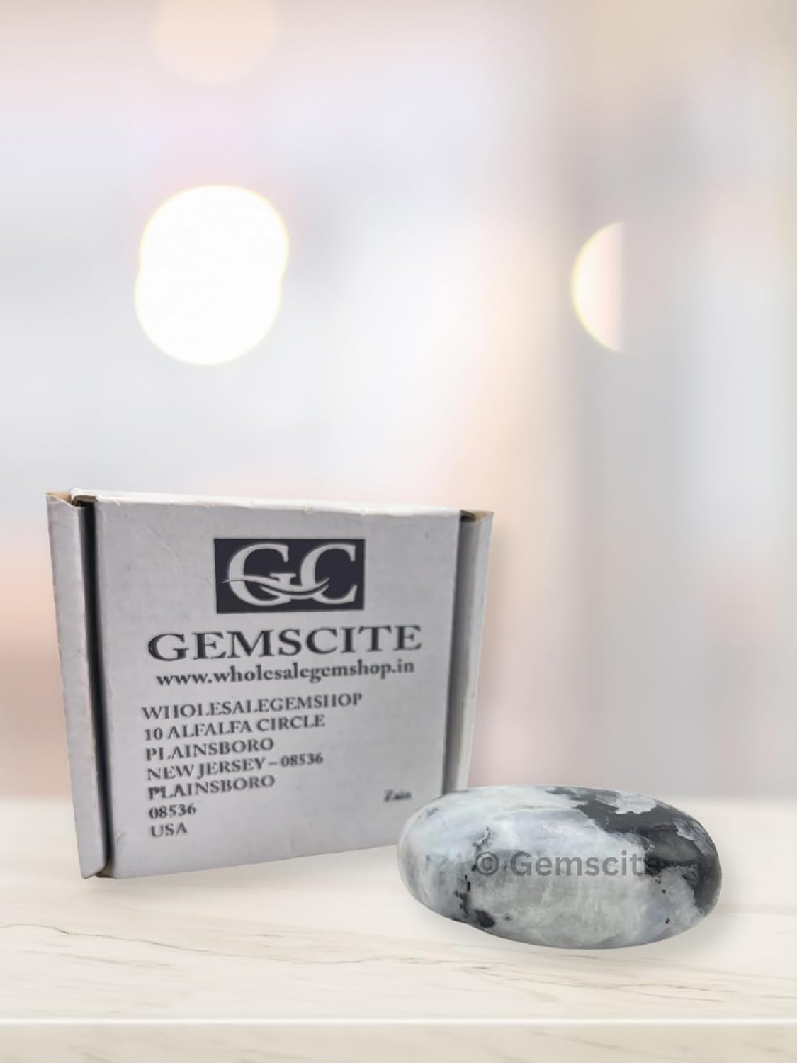 Gemstone Rainbow Moonstone Carved Palm Stone/Pocket Palm Stone/Reiki Healing & Crystal Grid for Natural Body Chakra Balancing - Image 4