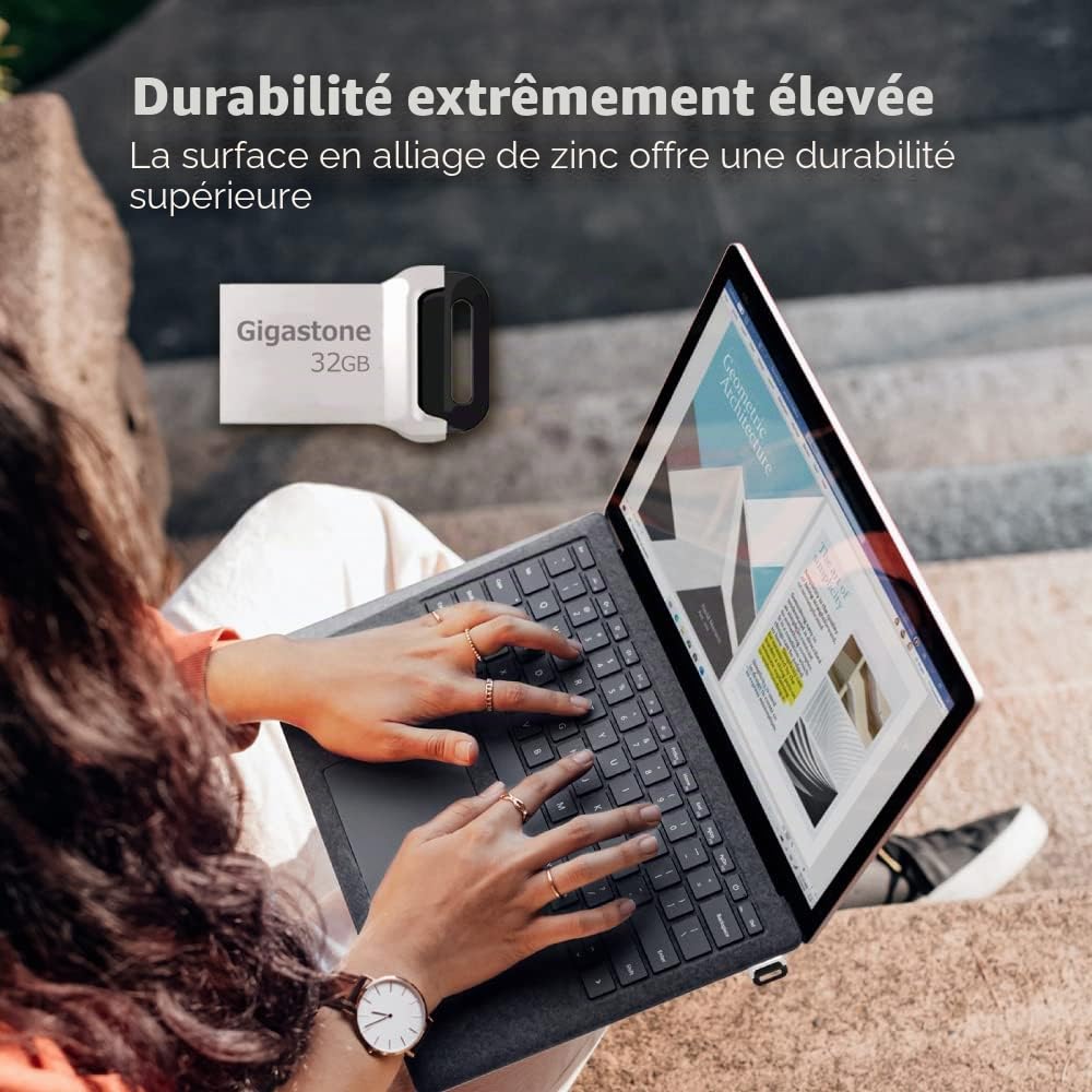 GIGASTONE 32Go Clé USB Nano Flash (Lot de 5) Z90 USB 3.2 Gen 1, 100Mo/s Ultra Rapide, Design Métallique, Mini, Stockage et Sauvegarde pour PC/Mac/TV/Voiture, USB 2.0/3.0/3.1 Compatible