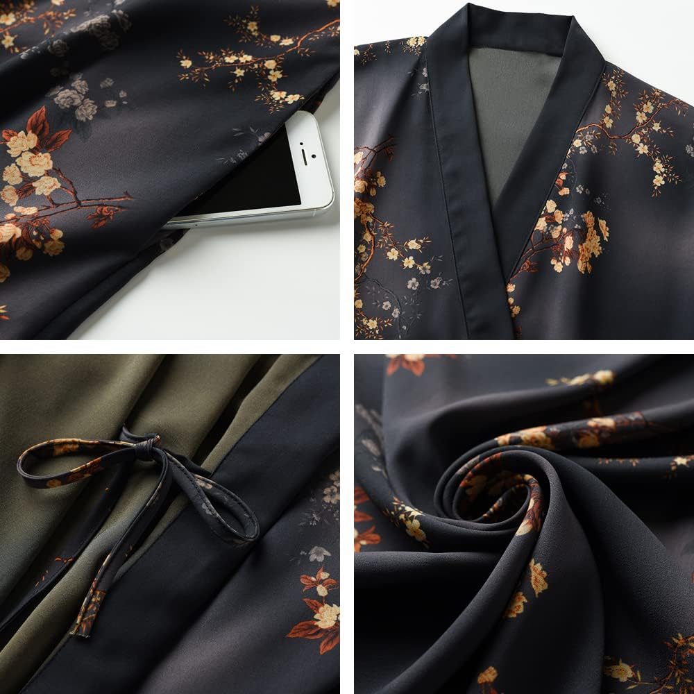 Ledamon Women's Kimono Robe Long for Women - Pocket Floral Bathrobe - Image 3