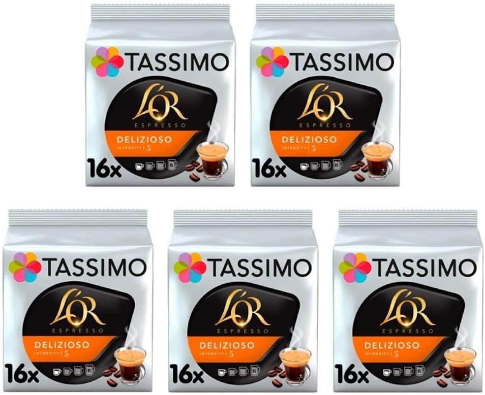 Tassimo L'OR Espresso Delizioso Coffee Pods x16 (Pack of 5, Total 80 Drinks)