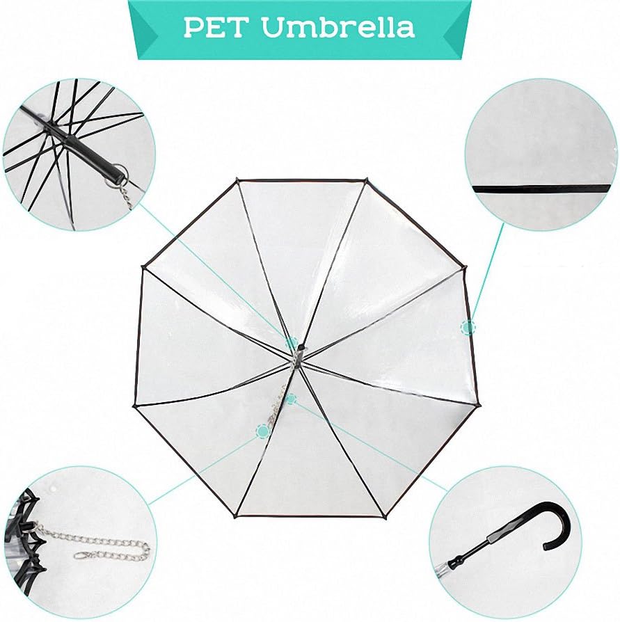 OMEM Portable Modular Dog Umbrella with Leash, Diameter 28.3"