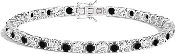 Round Cut Alternate Ruby & White Diamond Tennis Bracelet For Women, 14K Gold Plated Silver July Birthstone Ruby Ladies Tennis Link Bracelet