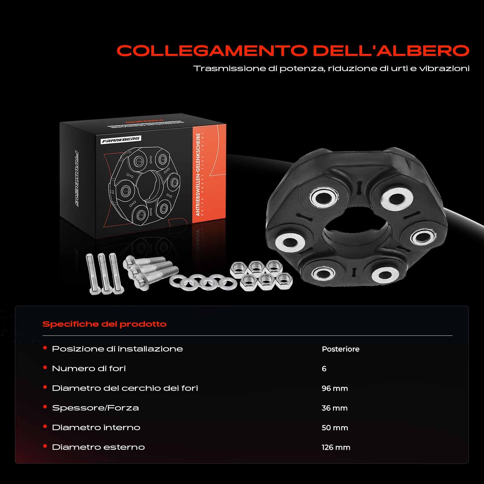 Frankberg Giunto Albero di Trasmissione Compatibile con X1 E84 Serie 3 Touring E91 Serie 1 E87 Serie 3 E90 Serie 1 E81 Replace# 43520