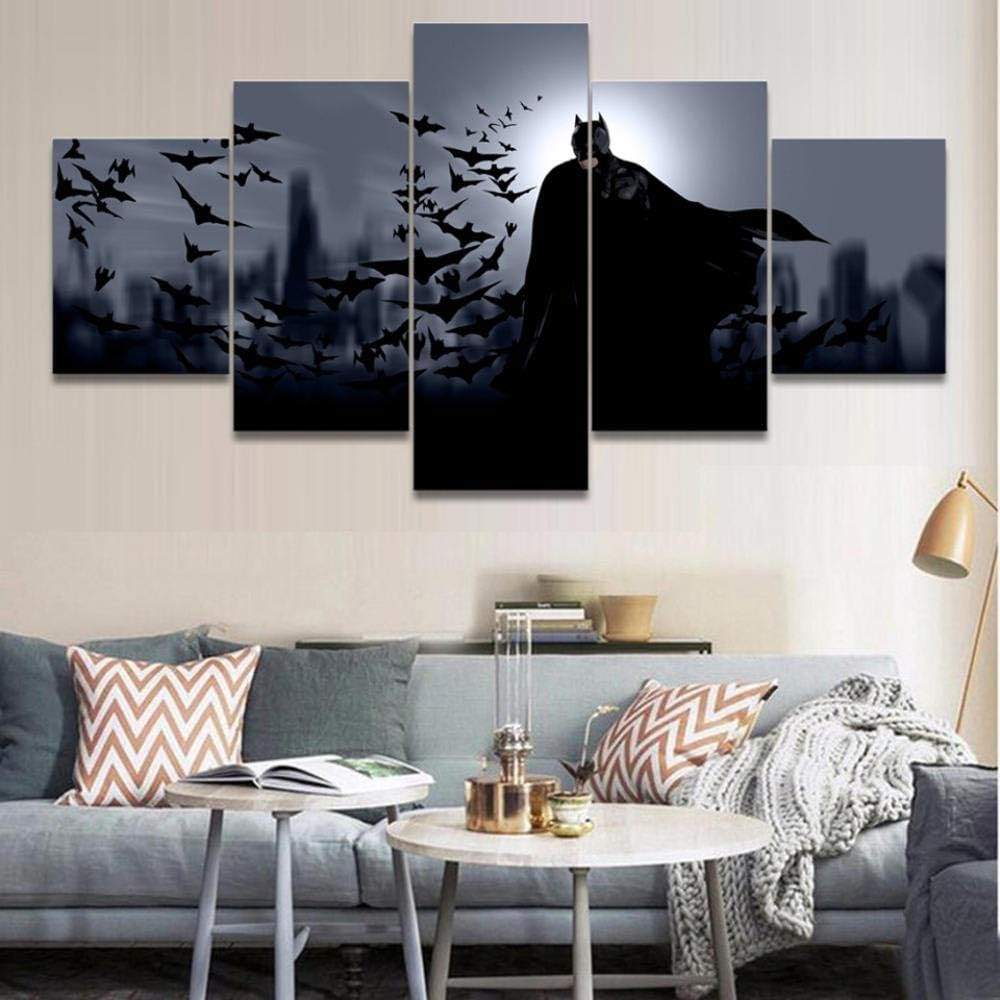 XIAOAGIAO 5 Canvas Painting Wall Art Frame HD Movie 5 Pieces/Pieces Bat man Comics Home Decor Canvas Print Abstract Paintings Modern Modular Pictures Painting on Canvas