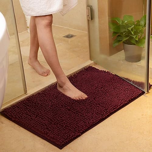vctops Alfombra de baño de felpilla de felpa, extra suave y absorbente, alfombra antideslizante para bañera, baño, ducha, color morado oscuro, 16 x