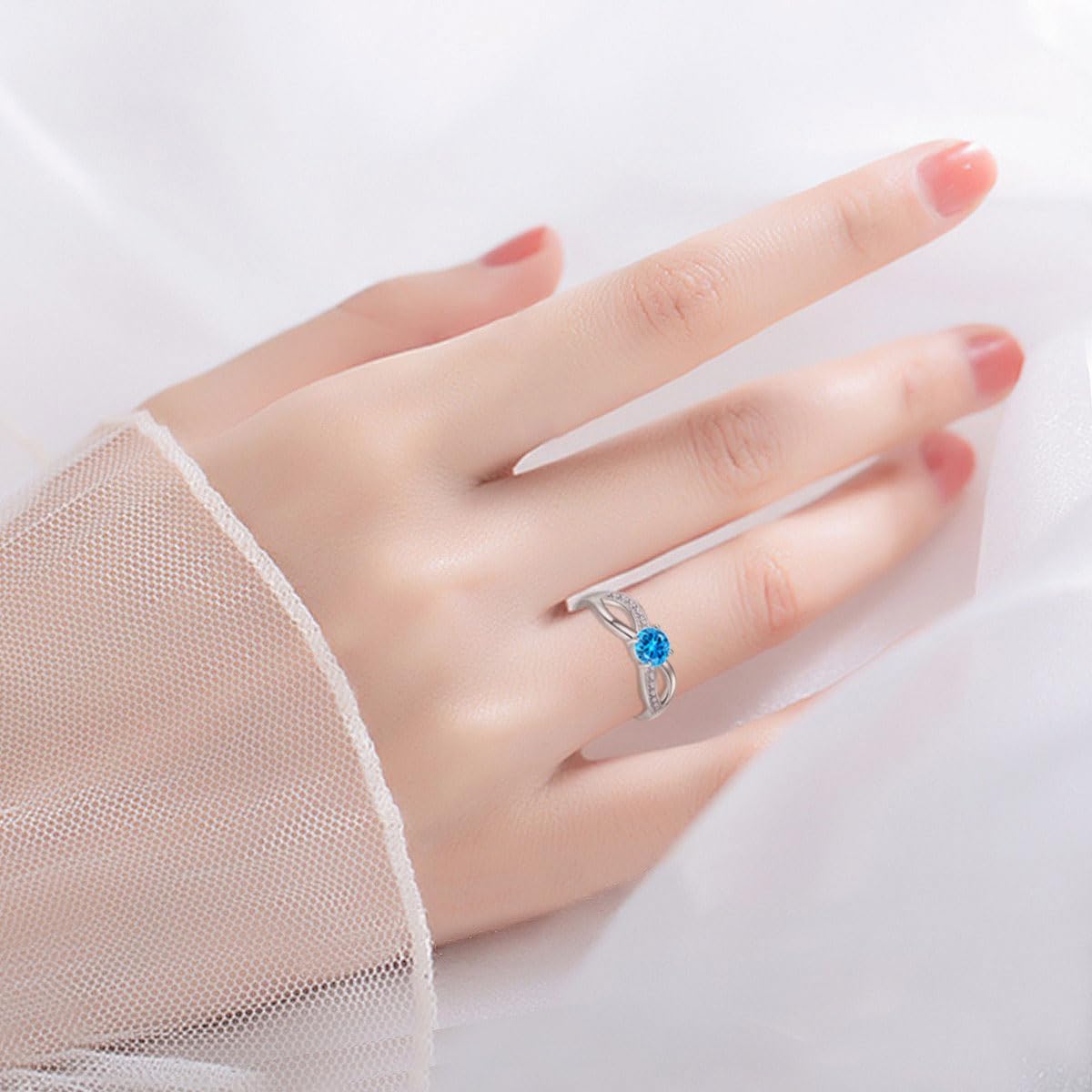 Infinity Promise Rings for Her 925 Sterling Silver Cubic Zirconia Rings Wedding Anniversary Engagement Rings for Women Wife Mother - Image 3