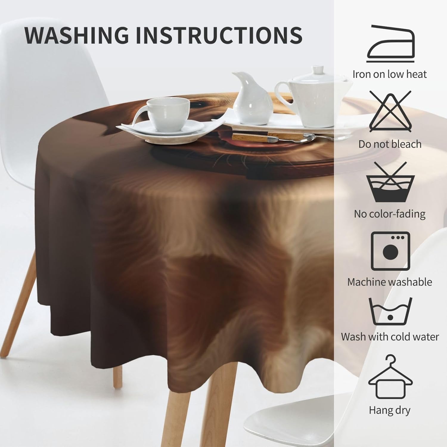 Cute Labrador Dog Print Wrinkle Free Dining Table Cover for Birthday Party Farmhouse Tablecloths Up to 60 x 60 Inches