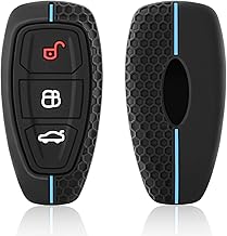 Ford Key Cover, Silicone Key Cover for Ford Focus Mk2 Mk3 Mk4 Kuga Edge Ranger Mondeo Fiesta Key Cover, Car Key Cover Ford Focus - 3 Buttons Blue Line