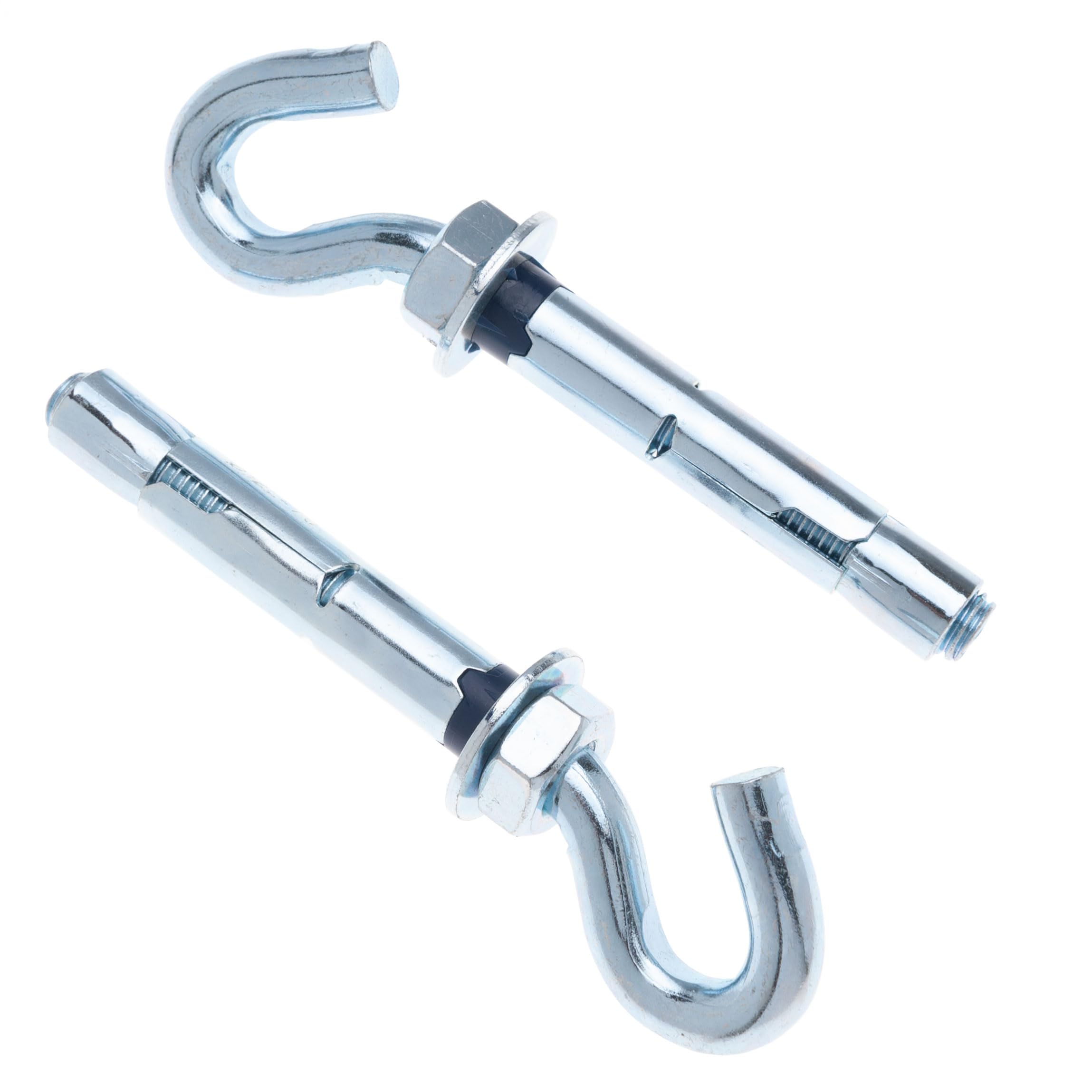 M8 Hak do ściany betonowej, hak kotwiący z tuleją metalową, śruba hakowa, 8x45mm z kołkiem rozporowym 10mm i nakrętką sześciokątną, otwarte mocowanie haka do materiałów stałych (6 pcs)