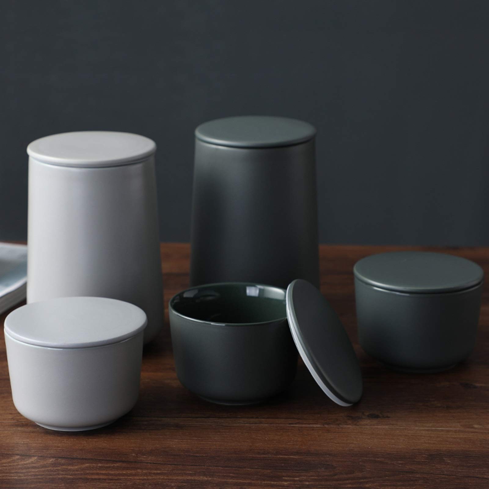 Cukiernica Zamknięta Cukiernica Zbiornik na ziarna kawy Ceramiczny zbiornik do przechowywania kawy Cukiernica w kostkach Pojemnik na przyprawy kuchenne Cukiernice Słoik na cukierki(Green-Medium)