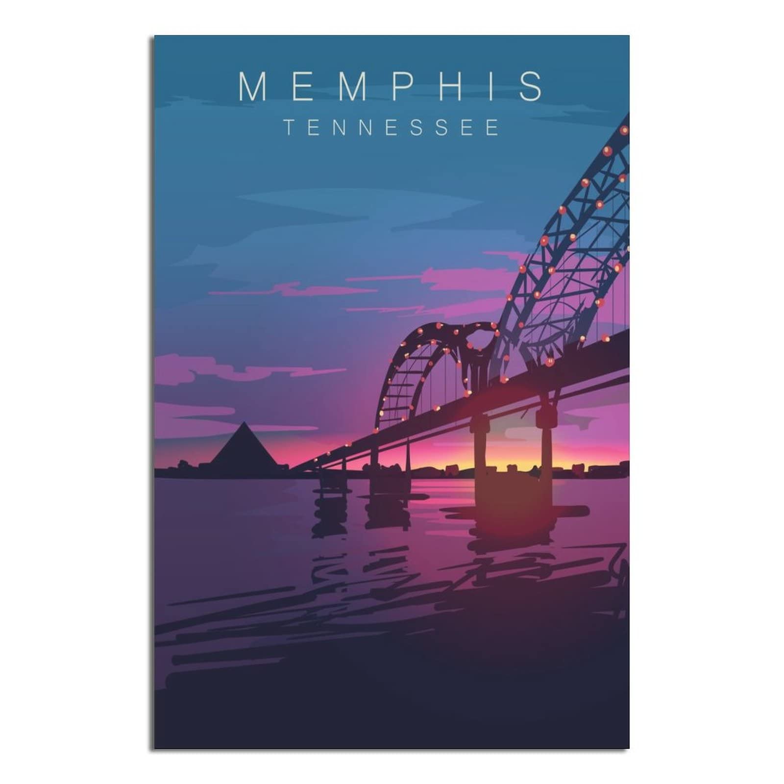 Ekmcl T441 Vintage Metal Tin Signs Memphis Tennessee Bridge Skyline Vintage Tin Sign Metal Retro Art Wall Poster For Home Club Garden Decor 20 * 30Cm