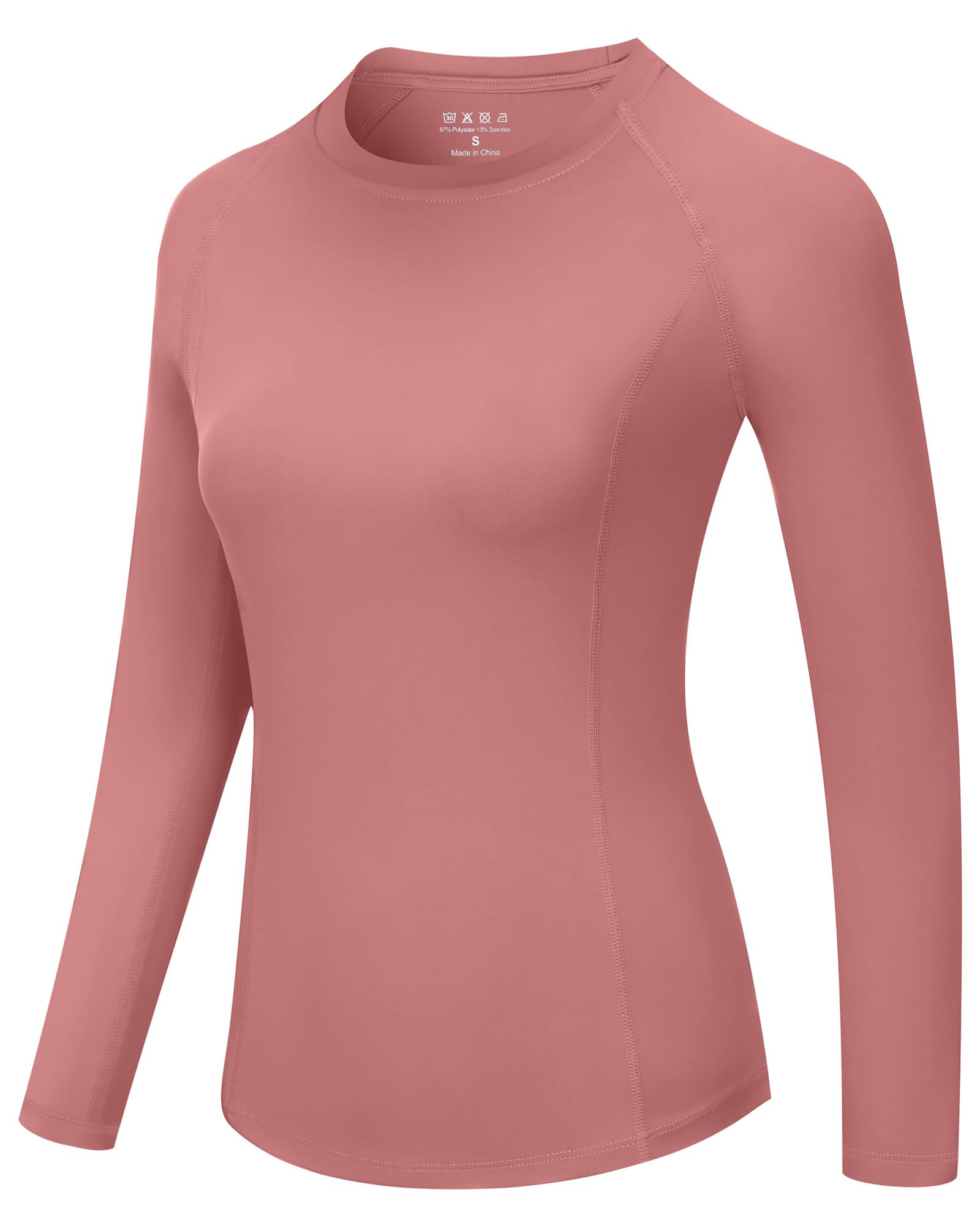 Runhit Compression Shirt Women Long Sleeve, UPF 50+ Crew Neck Workout Base Layer, Quick Dry Athletic Underscrub Tops