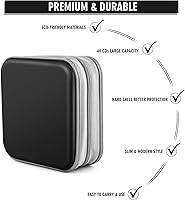 Vista 15 de Funda para CD, soporte para cartera de DVD, funda para CD/DVD, 40 discos, bolsa resistente, carpeta de almacenamiento, álbum (puple)