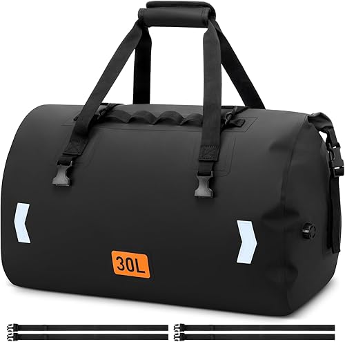Bolsa seca impermeable, bolsa trasera de motocicleta enrollable de 30L con válvula de aire y correas de fijación rápida, bolsas de viaje para kayak,