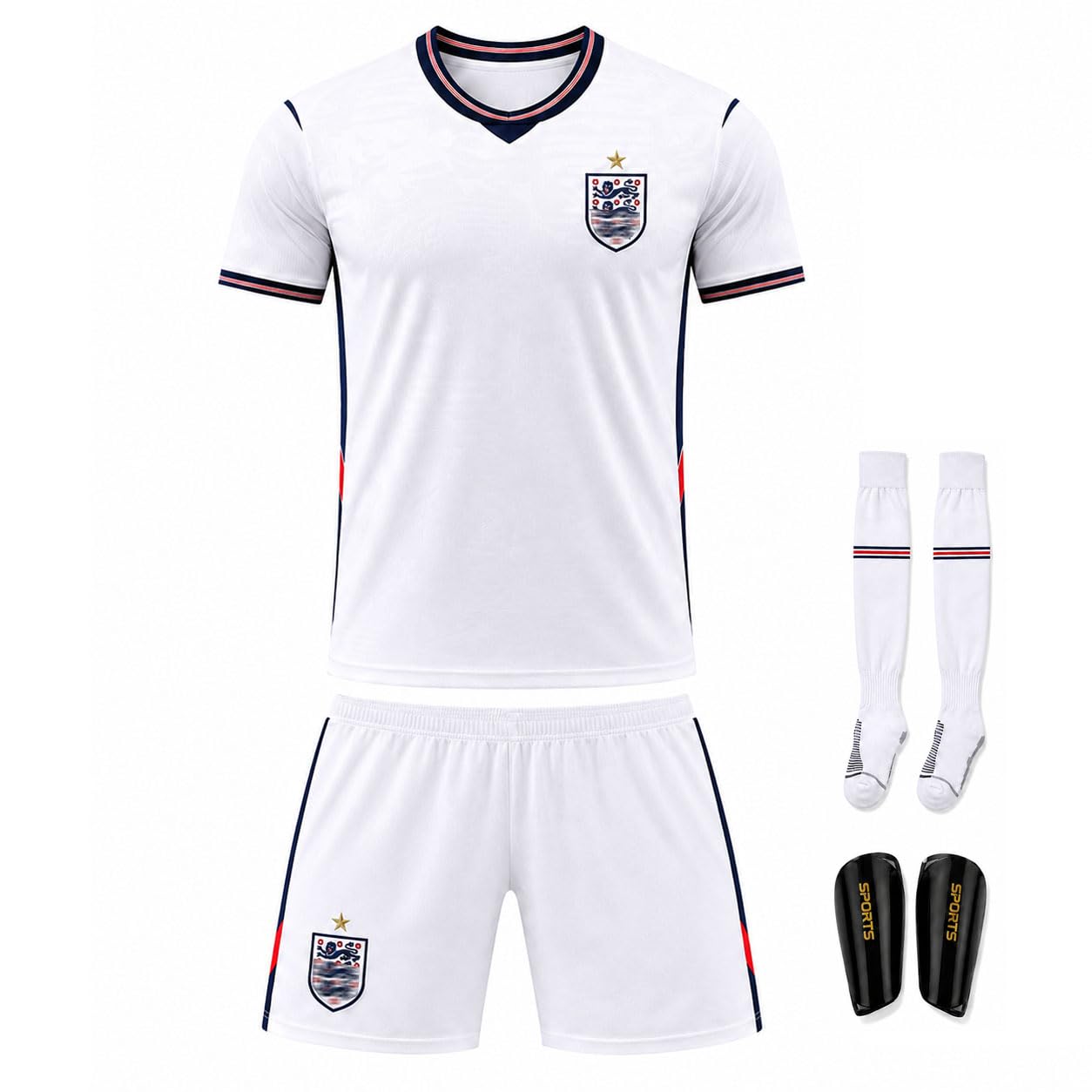 HAOSUBO 2026 England White Football Shirt T-Shirt Kit for Men,Football Top,White,XXL