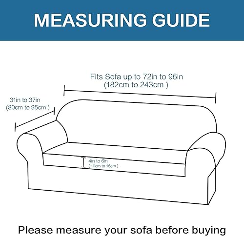 Miniatura 4 de H.VERSAILTEX Stretch Sofa Covers for 3 Cushion Couch Bundle 2 Pieces Loveseat Cover Spandex Sofa Cover Bundle Stretch Chair Slipcover, Taupe