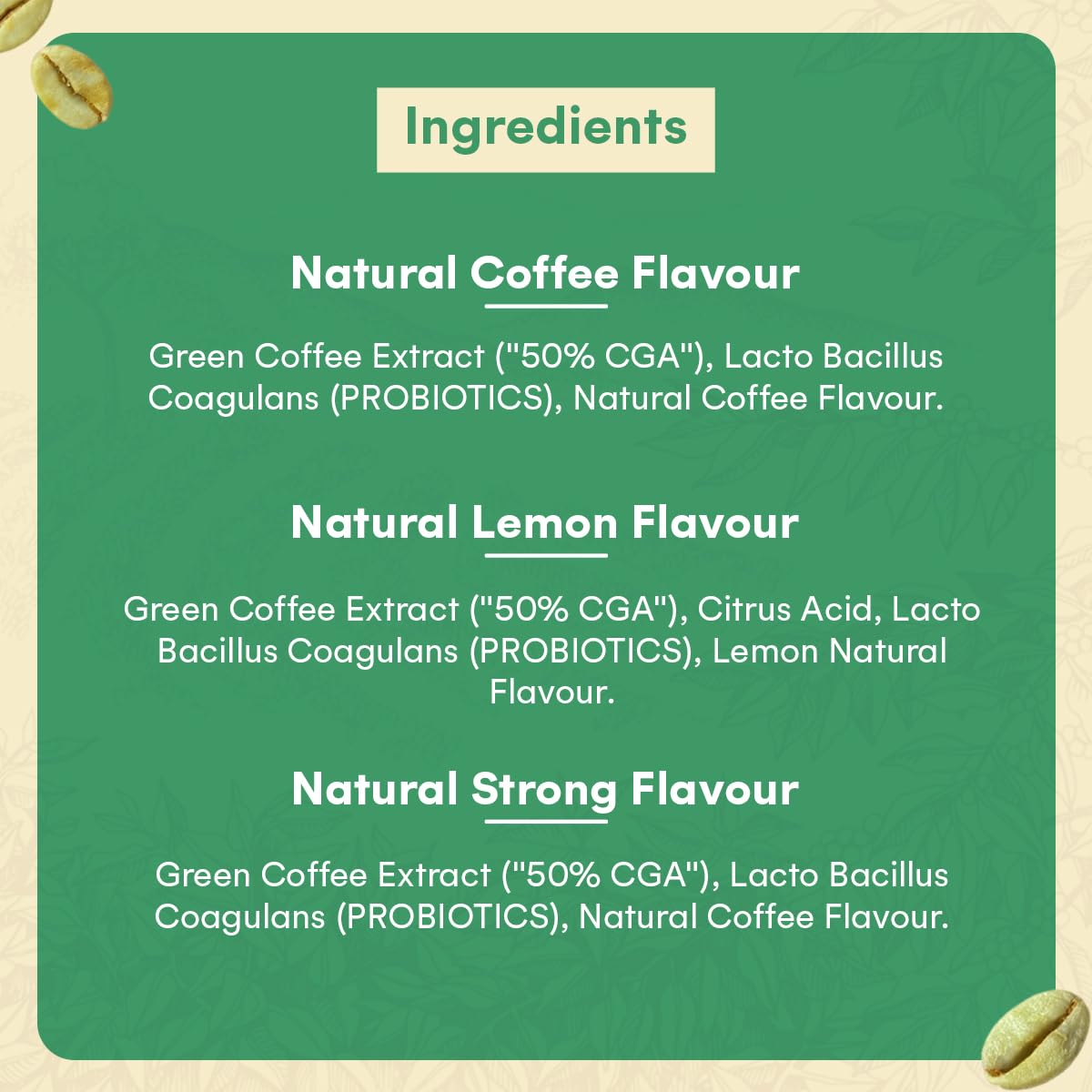 Greenbrrew Instant Green Coffee Combo - Natural | Lemon | Strong | 20 Sachets & 60g Each 1