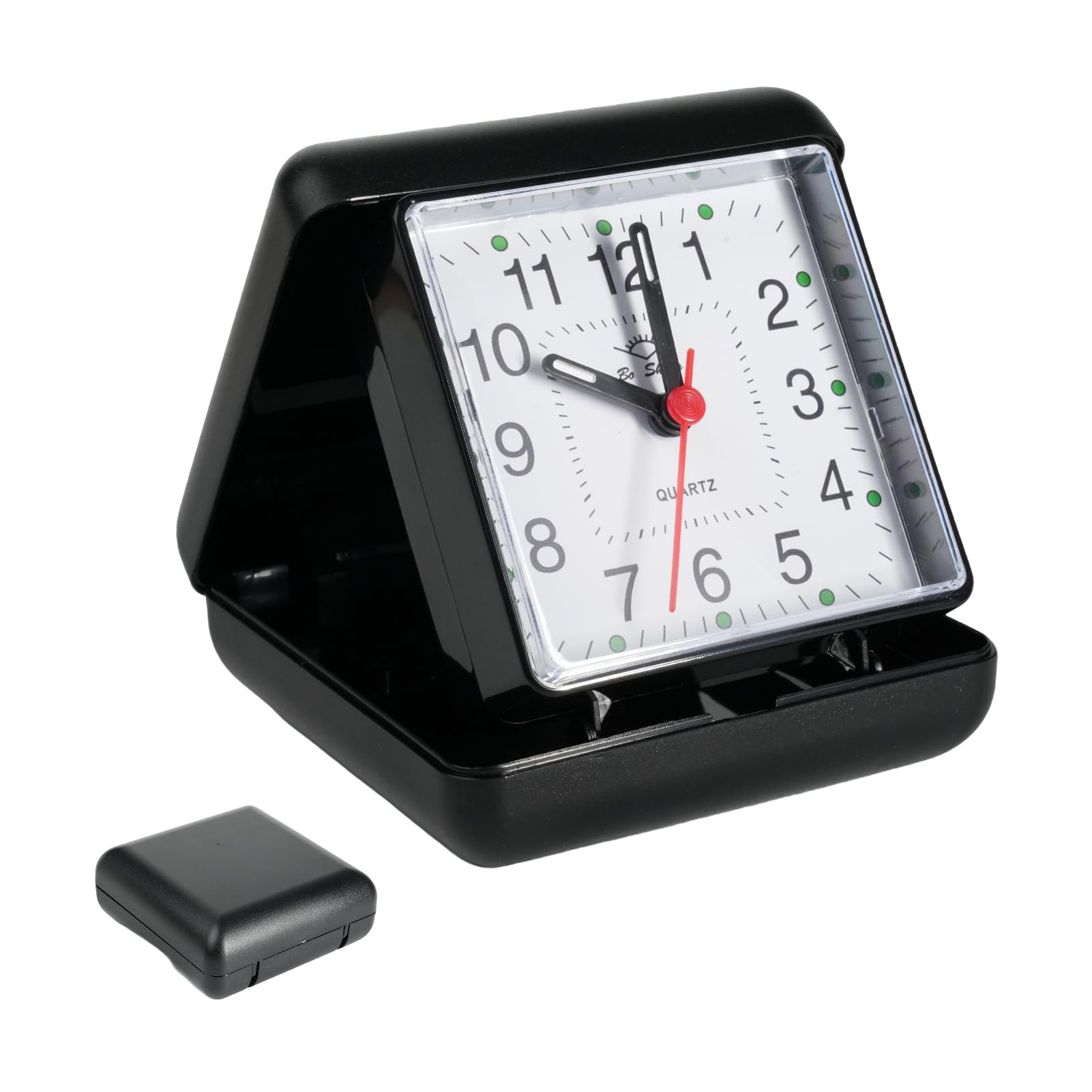 Cateye Quartz Travel Alarm Clock Folding Design, Silent Desk Clock for Bedside Travel Camping, Lightweight Portable Alarm Clock for Bedside, Desk or Travel