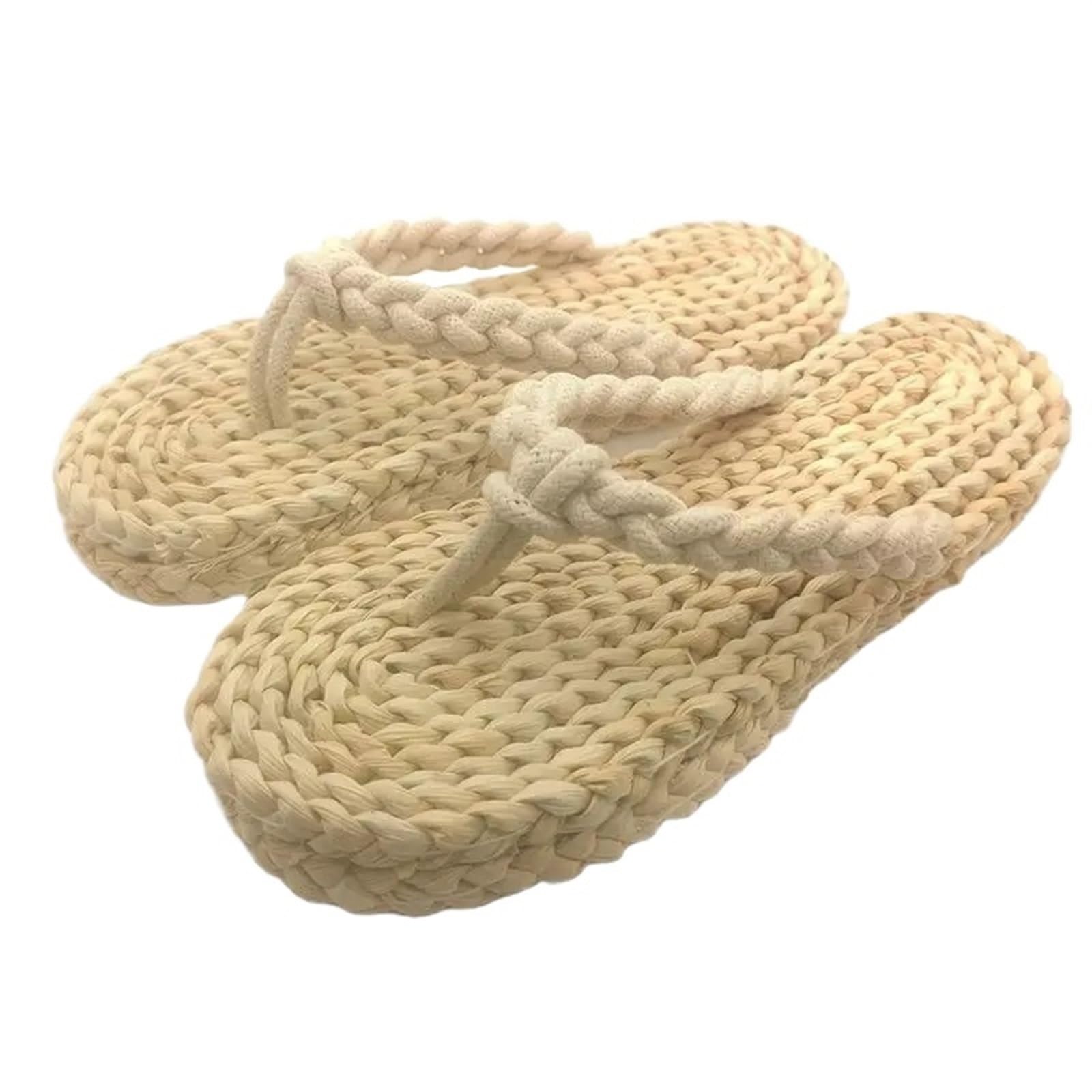 Sandalias de Paja Tejidas a Mano, Zapatillas, Transpirables, Naturales, for Hombres y Mujeres, Chanclas de Interior Zapatillas Tejidas De Paja(7)