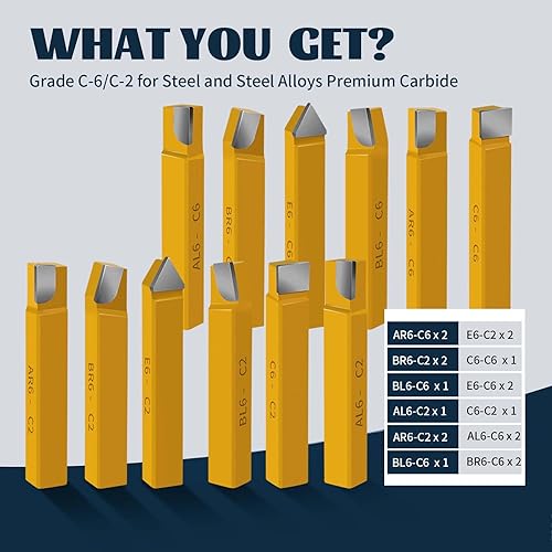 Miniatura 2 de 20 herramientas de corte de punta de carburo de 12 pulgada, herramientas de corte de torno de metal, herramientas de torno de corte de metal para