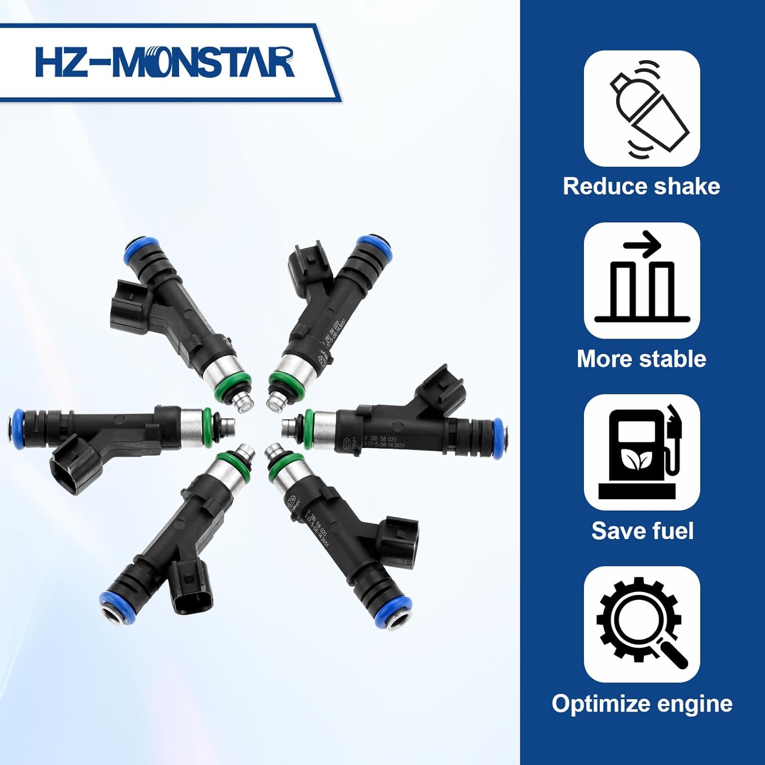 Fuel Injectors 0280158020 Compatible with 2006-2010 Jeep Commander Liberty 3.7L, 2004-2010 Dodge Dakota Nitro Ram 3.7L, 2006-2009 Mitsubishi Raider 3.7L Replace 812-12145, FJ474 (6Pcs)
