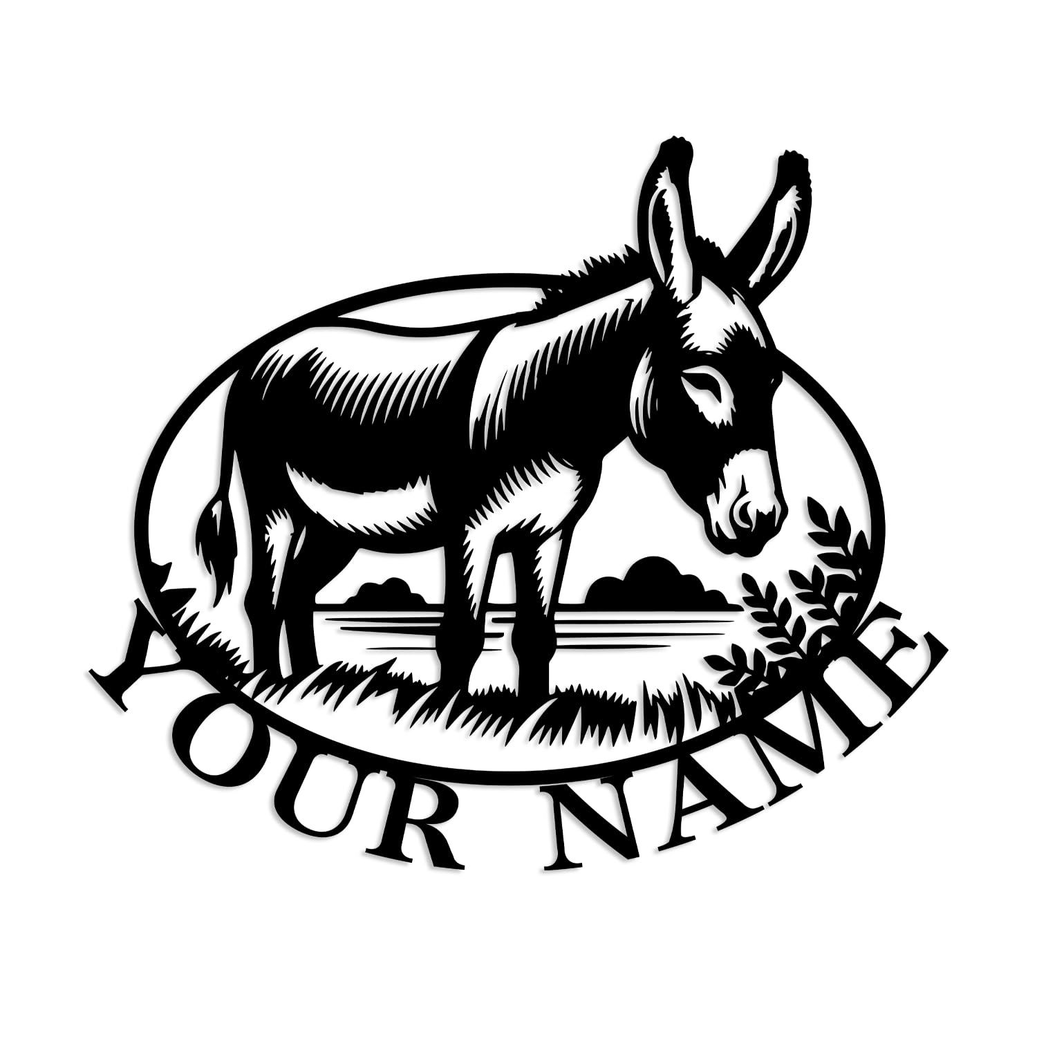 Kissesuu Donkey C Personalized Custom Donkey Metal Sign Decoration,Custom Donkey Metal Wall Art Name Sign, Farm Sign Personalized, Farmhouse Wall Art (Style C)