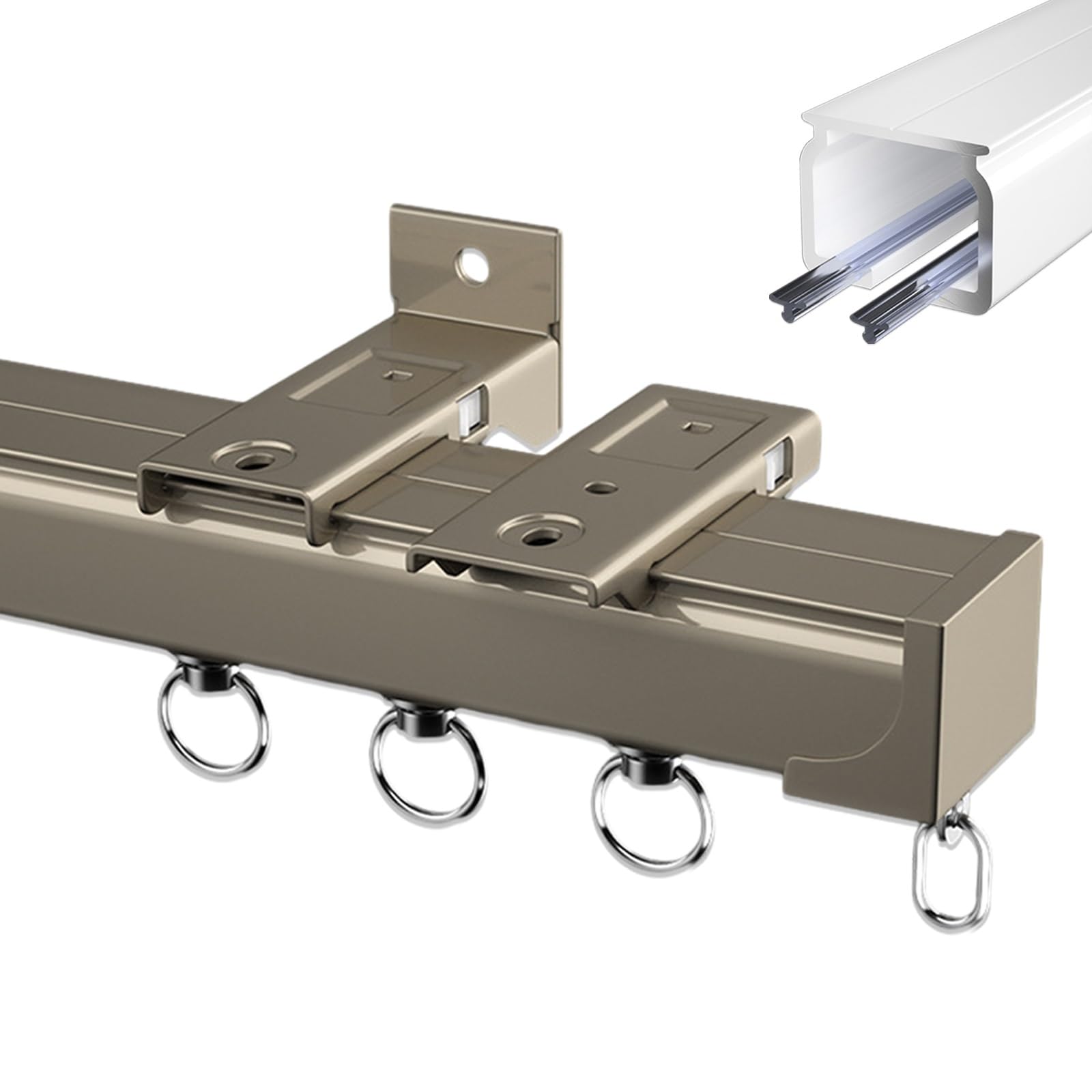 Riel de aluminio de 10 pies para cortinas Curt K, gu&iacute;a de techo resistente para colgar