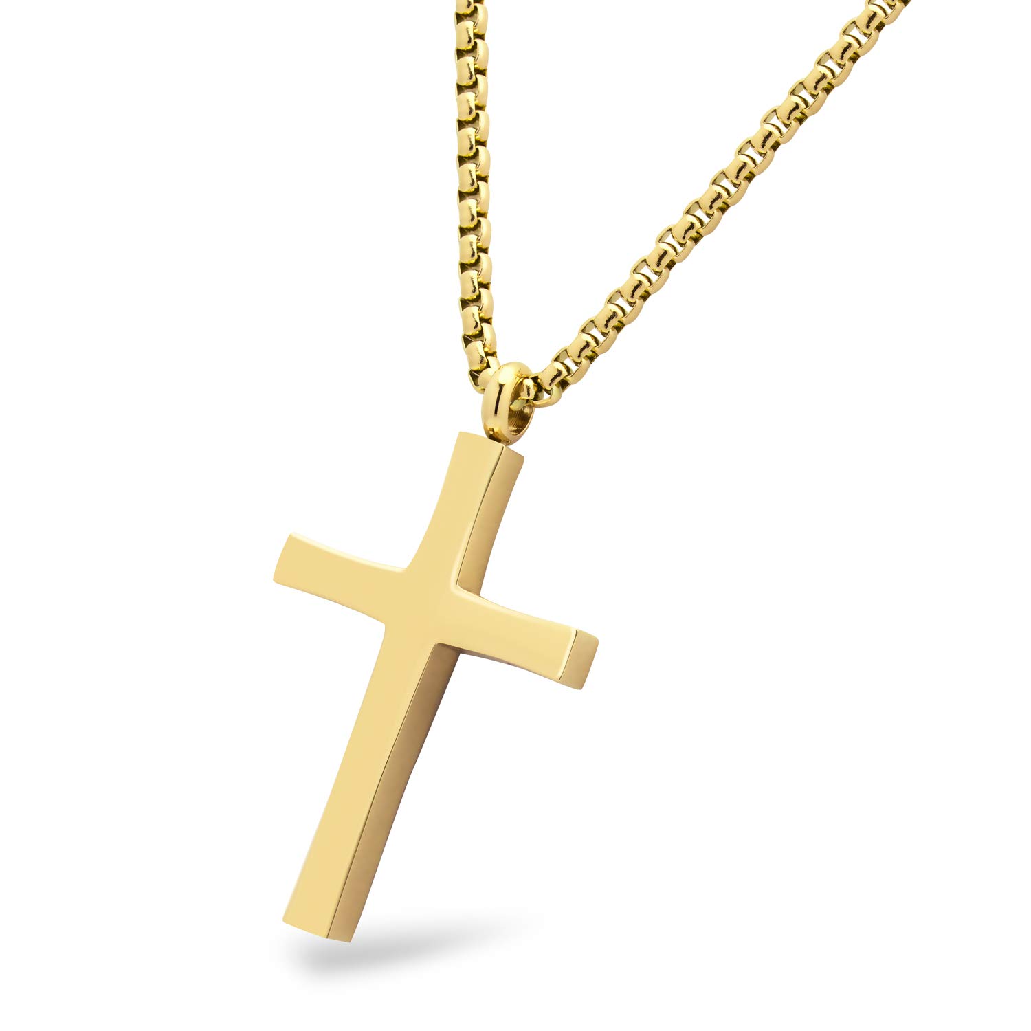 555Jewelery Stainless Steel Metal Cross Men Women Unisex Adjustable Rolo Chain Religious Christian Prayer Vintage Simple Fashion Jewelry Accessory Chain Pendant Necklace, Yellow Gold 18 Inch (B07N6GMW3X) Amazon Price History, Amazon Price Tracker