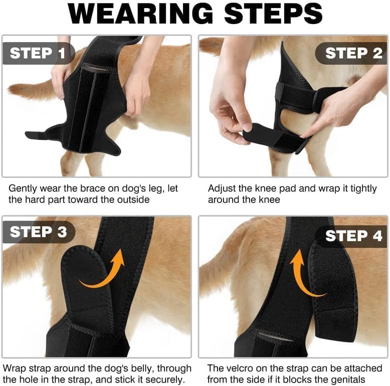 Image of JUANWAN Dog Knee Brace Leg Braces - Dog Canine Knee Stifle Brace Wrap Dog Knee Brace for Torn ACL Hind Leg Joint Pain Muscle Sore Pet Brace Reduces Pain and Inflammation (S), black