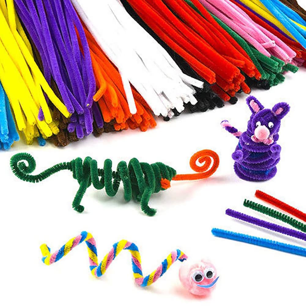 300 Pcs Christmas Pipe Cleaners Red Green White Chenille Stems Craft Pipe Cleaners for Creative Christmas Decorations
