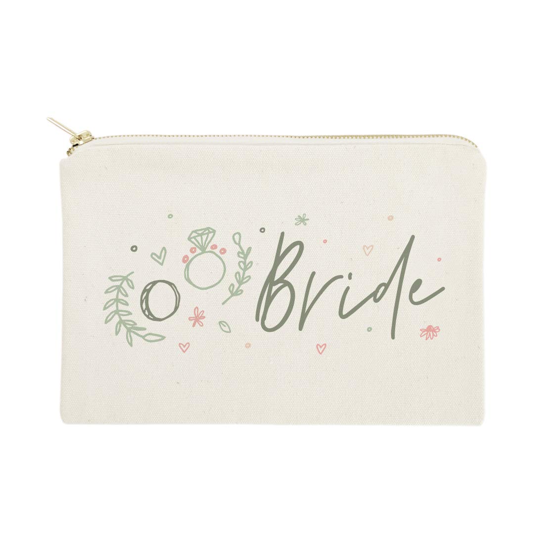 The Cotton & Canvas Co. Floral Bride Wedding Cosmetic Bag, Bridal Party Gift and Travel Make Up Pouch