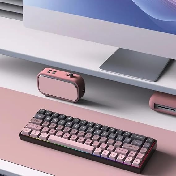 Coverzone 65% Kablolu Hotswap Mekanik Oyun Klavyesi,68 Tuşlu Taşınabilir Anti-Ghosting Klavye,Gökkuşağı Arkadan Aydınlatmalı Programlanabilir,Ergonomik, AJAZZ AK680 Pembe | Brown Switch