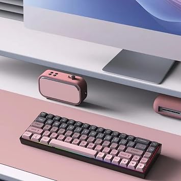 Coverzone 65% Kablolu Hotswap Mekanik Oyun Klavyesi,68 Tuşlu Taşınabilir Anti-Ghosting Klavye,Gökkuşağı Arkadan Aydınlatmalı Programlanabilir,Ergonomik, AJAZZ AK680 Pembe | Brown Switch