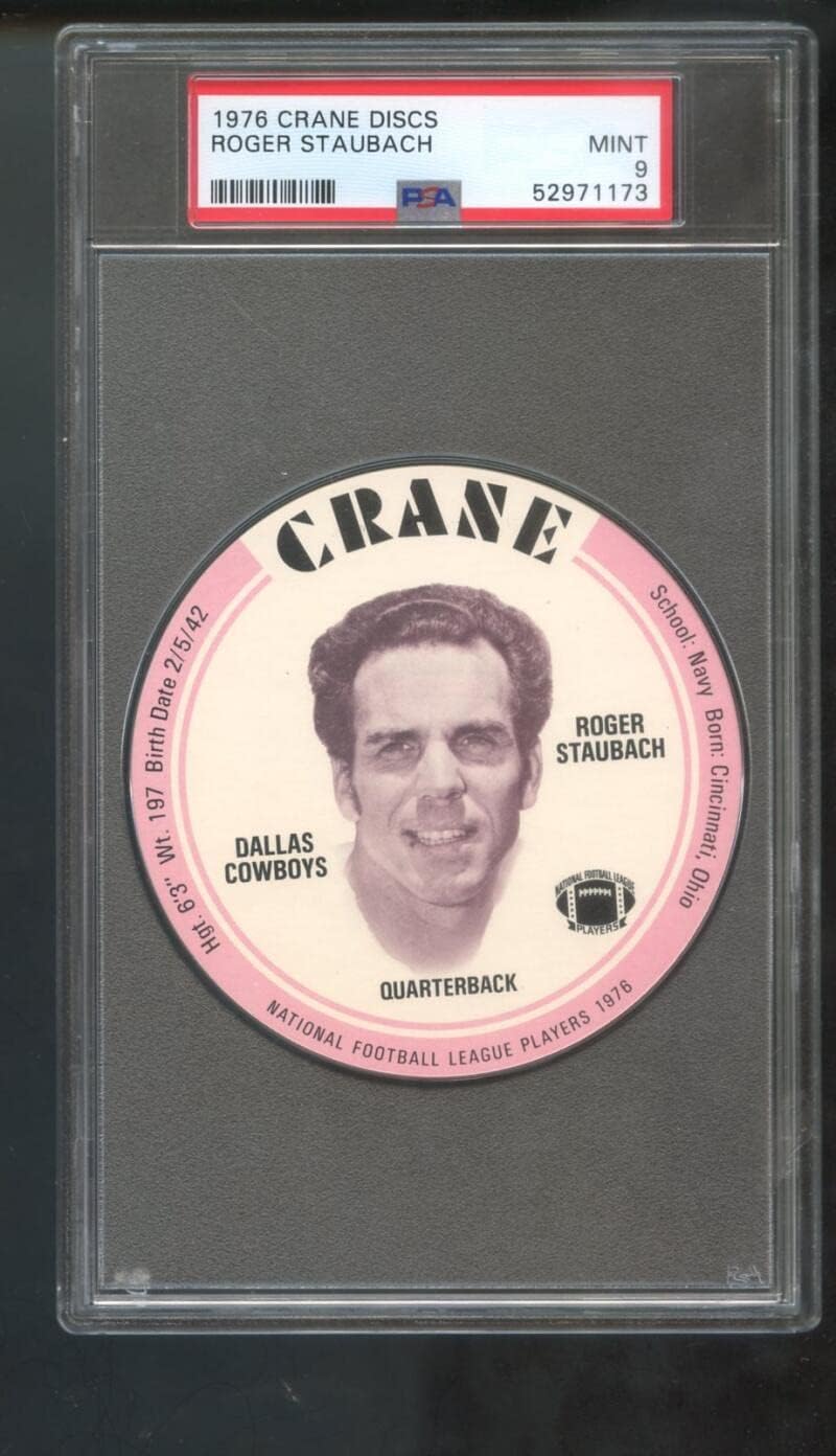 1976 Crane Potato Chips Discs Roger Staubach PSA 9 Graded Football Card Cowboys