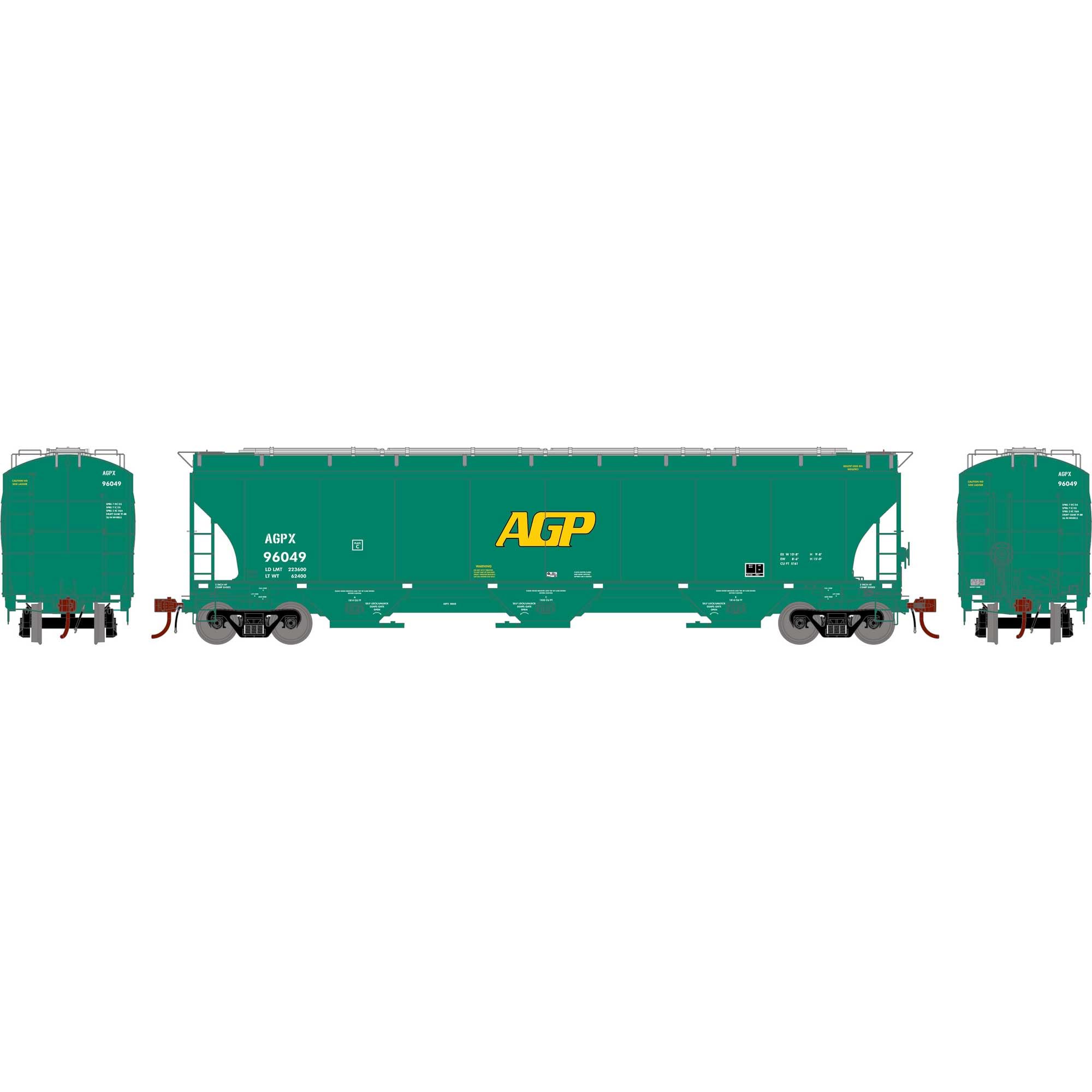 Athearn HO Trinity 3-Bay Hoppers AGPX #96049 ATHG97156 HO Rolling Stock