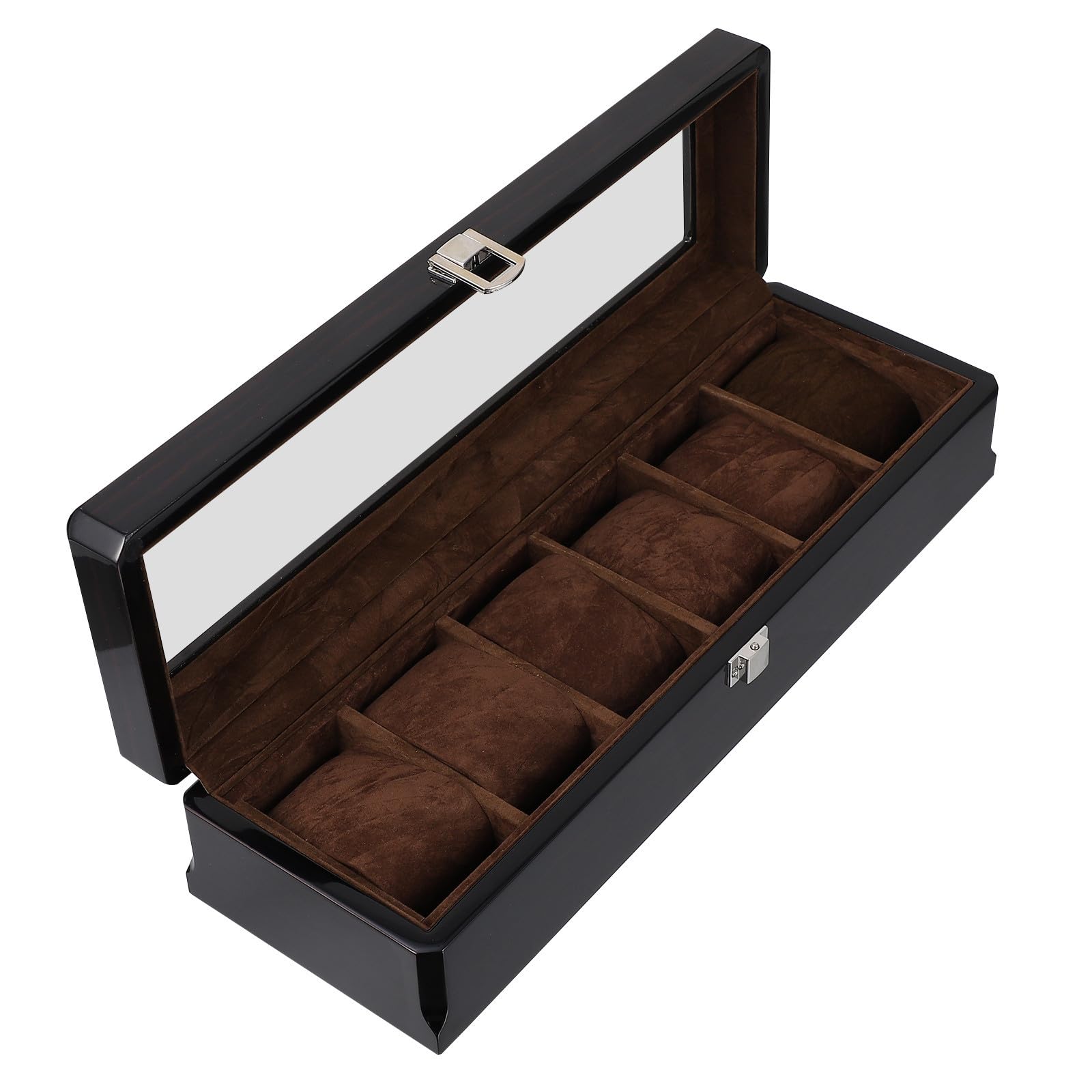 Elegante Aufbewahrungsbox mit Glasdeckel und Flanell Innenfutter Schmuckkästchen und Uhrenbox für Persönliche Nutzung und Reise Klassisches Design