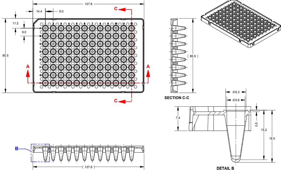 ProCycle™ Fast Optical qPCR Plates, Half-Skirted, 96 x 0.1ml Well, ABi Style A1 notch, 10/Pk