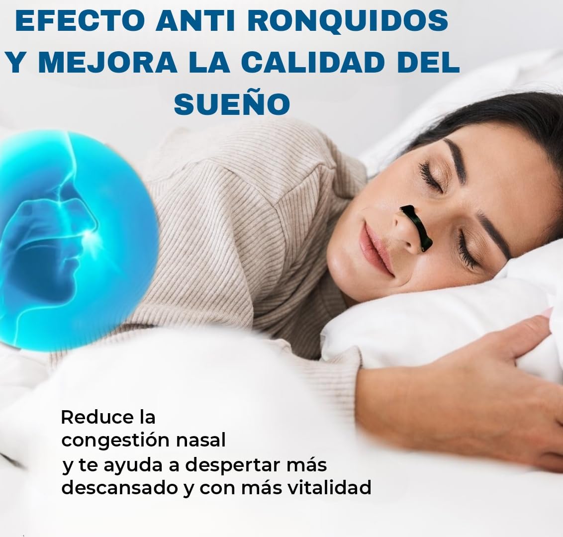 Tiras Nasales Magnética, Ayuda a respirar mejor e incrementa la oxiganacion, Anti ronquidos, mejora el sueño + Guía paso a paso (IMPORTANTE LEER ANTES DE APLICAR) (Negro, Kit + 30 Parches)