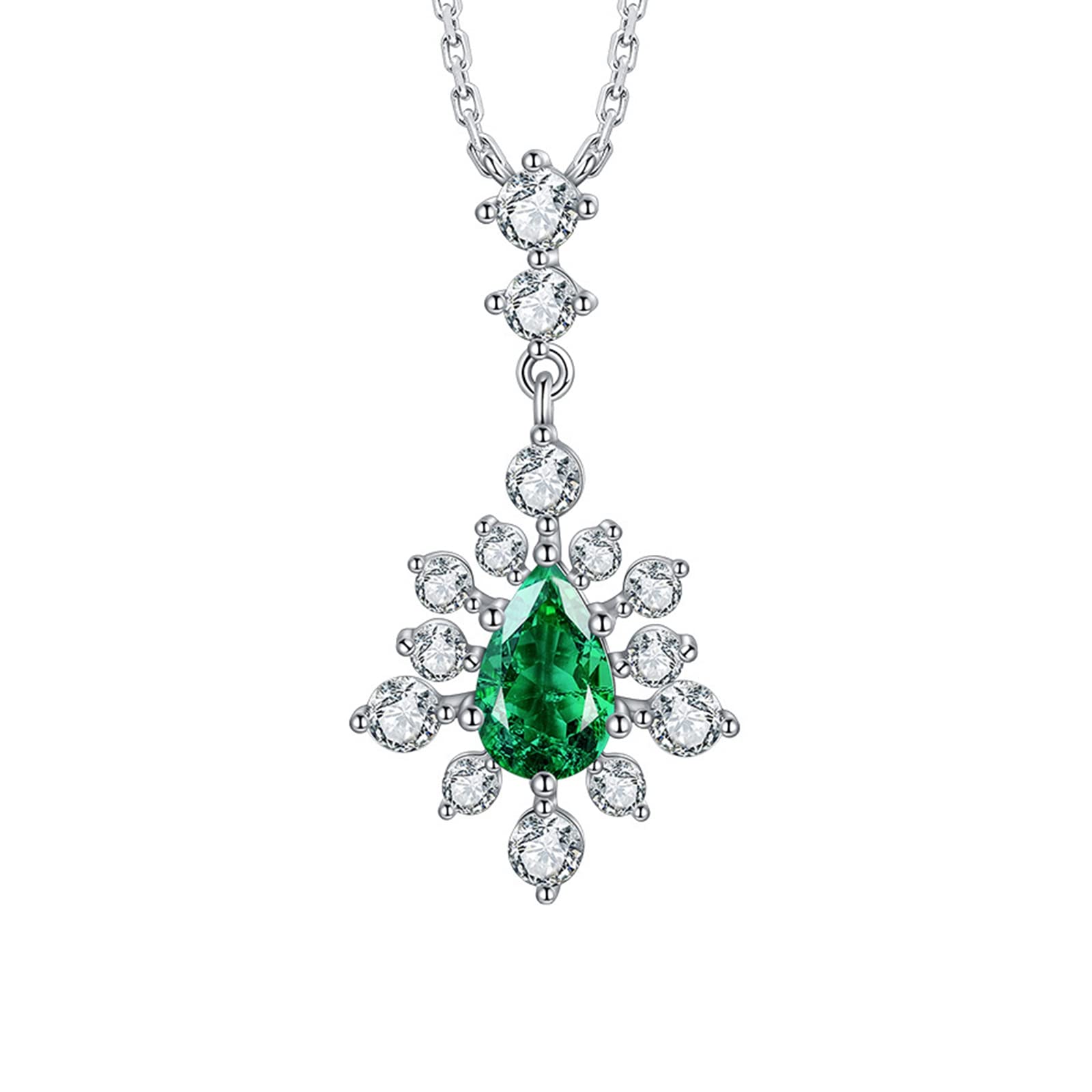 Collier en argent sterling pour filles avec pendentif émeraude poire - 7