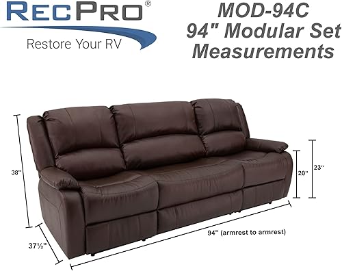 Miniatura 201 de RecPro Charles Collection sofá doble de 67 pulgadas con respaldo reclinable para caravana o cámper, mueble, sillón doble